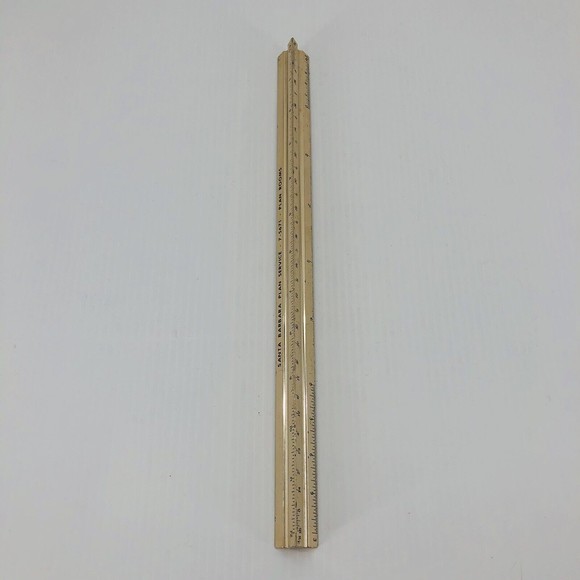 Advertising Metal 12" Triangular Architectural Ruler Santa Barbara Plan Service - Picture 6 of 9